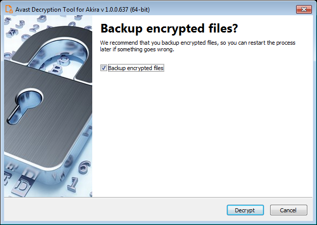 Avast Decryption Tool for Akira screenshot